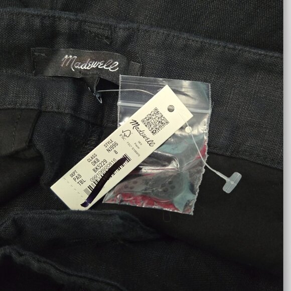 MADEWELL The Harlow Wide-Leg Pant in 100% Linen Black NWT - Picture 8 of 11